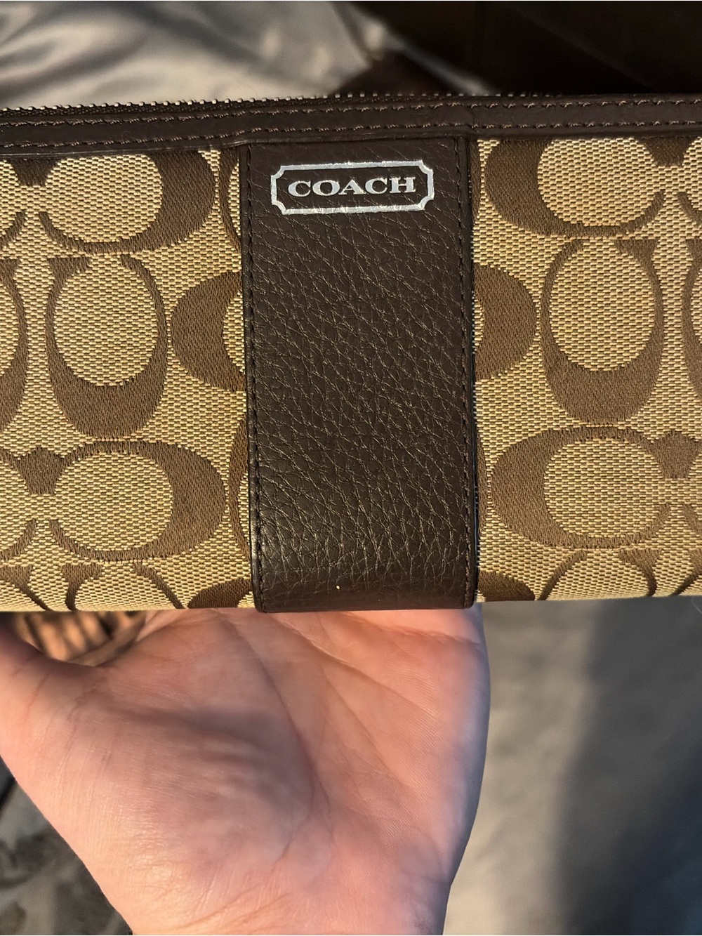 Coach Brown/Tan Signature Continental Wallet